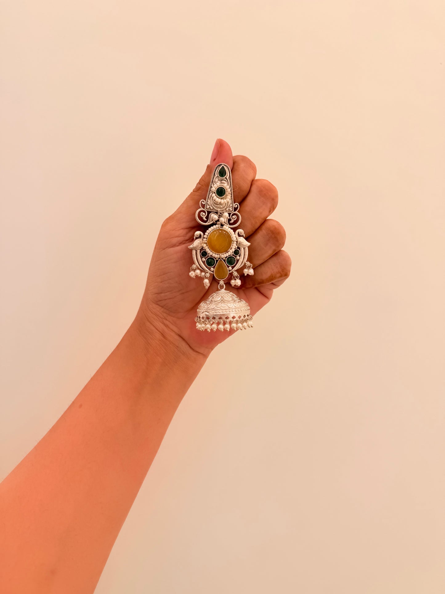 Mehrika Jhumka yellow & Green D85