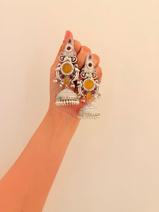Mehrika Jhumka Yellow & Red D85